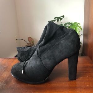 thigh-high faux suede heeled boots